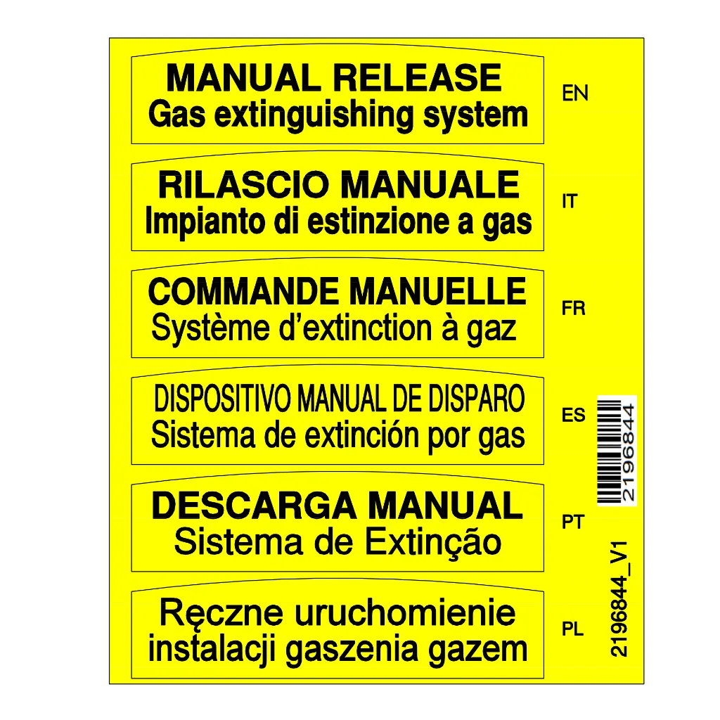 KIDDE 2196844 Etiquetas Amarillas Pulsador Manual DIN