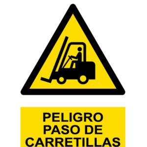 Señal / Cartel de Peligro. Paso de carretillas