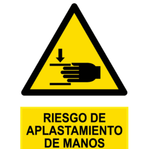 Señal / Cartel de Riesgo de aplastamiento de manos