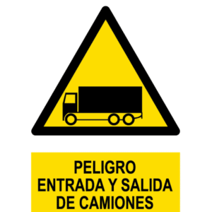 Señal / Cartel de Peligro. Entrada y salida de camiones