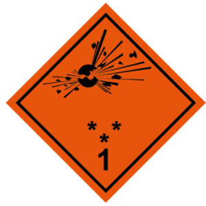 Señal de Riesgo de explosión. Divisiones 1.1 1.2 1.3