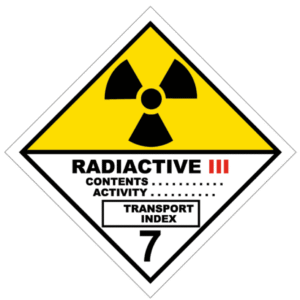 Señal de Materias radiactivas. Categoría III