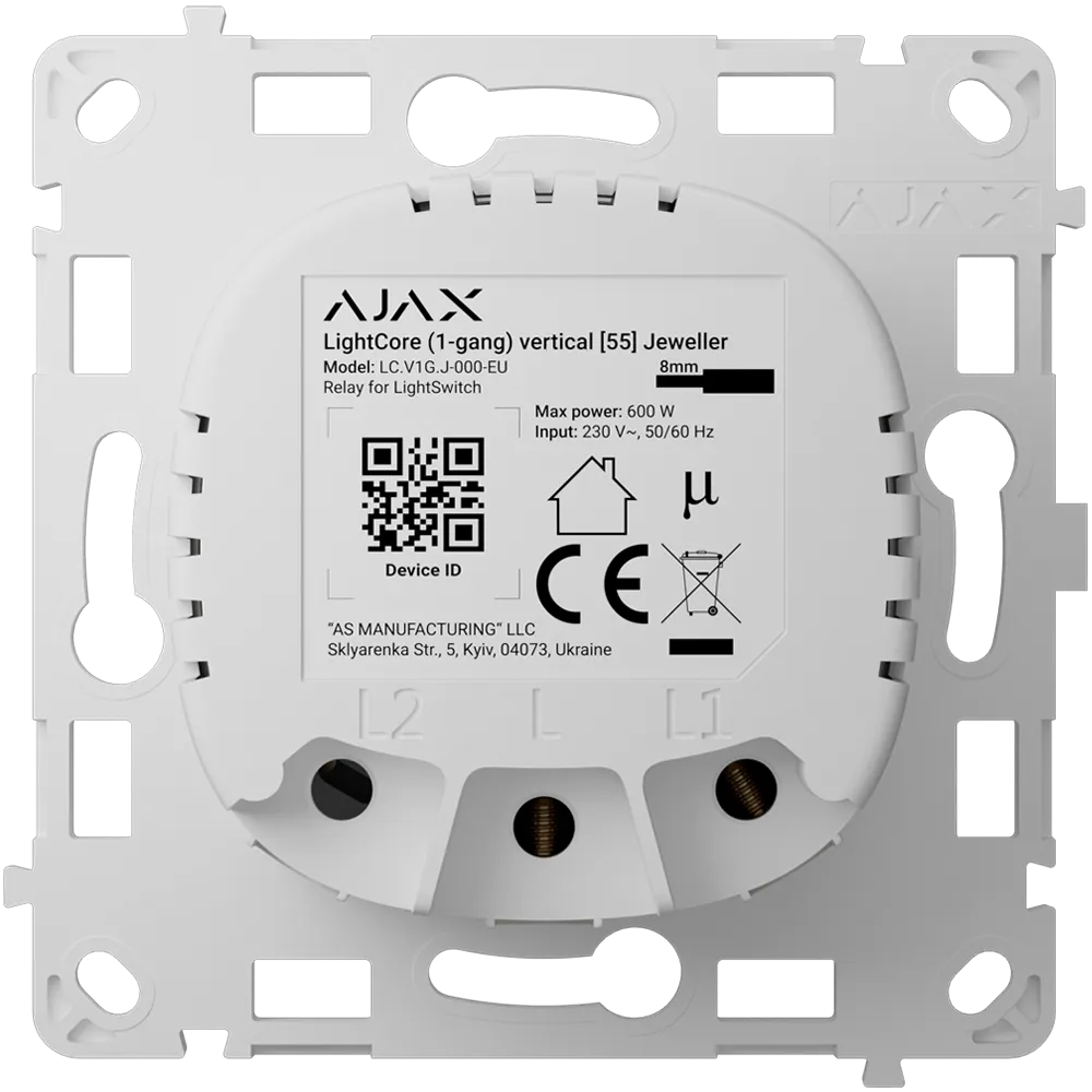 AJAX AJ-LIGHTCORE-1G-VERT Interruptor Inteligente Jeweller