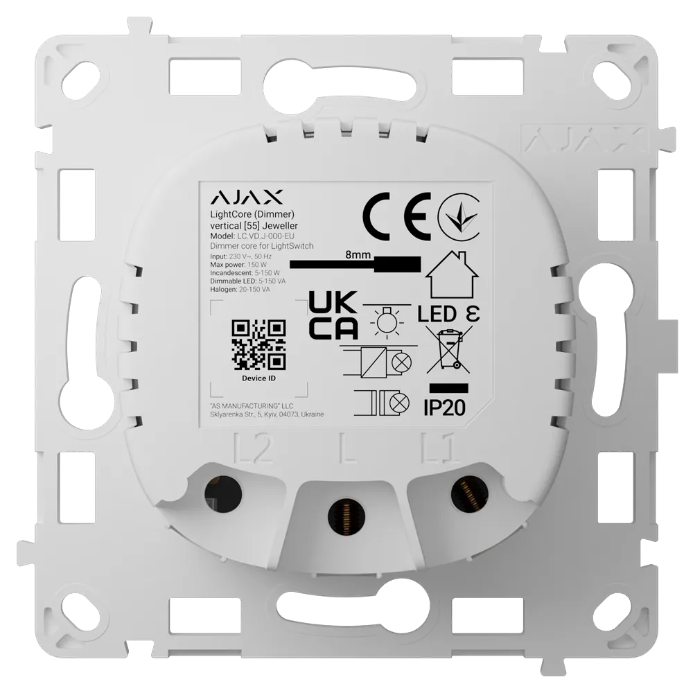 Ajax LightSwitch Dimmer Jeweller AJ-LIGHTCORE-DIMMER-VERT