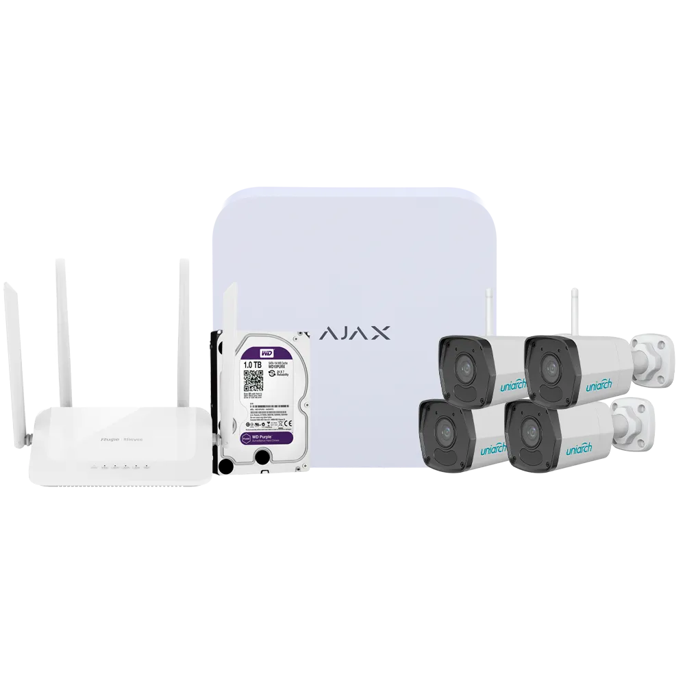 Kit CCTV WiFi AJ-NVRKIT108B-2W NVR 8 Canales 4 Cámaras 1080p