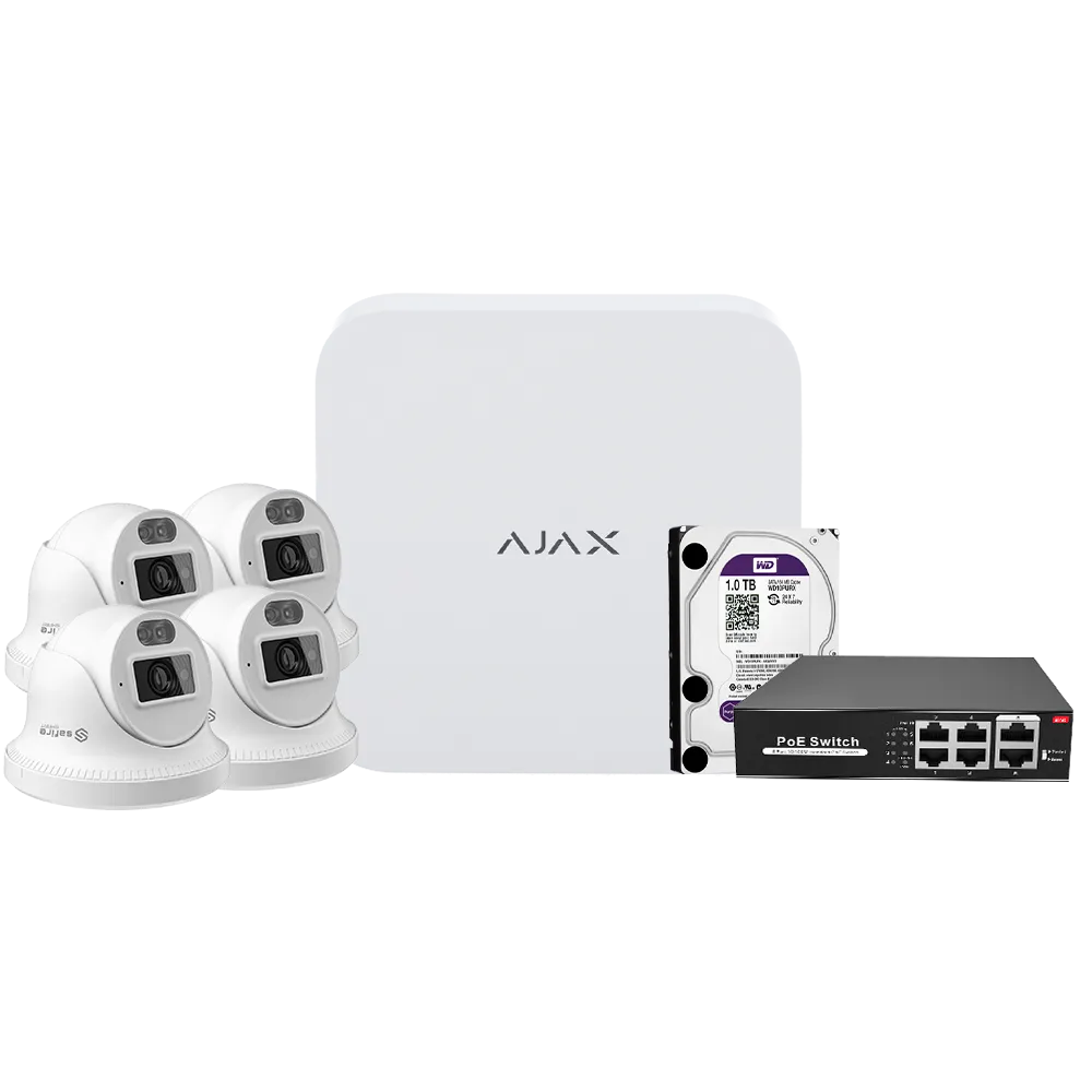 Kit CCTV Safire AJ-NVRKIT108T-4 PoE 4 Cámaras Turret 1TB