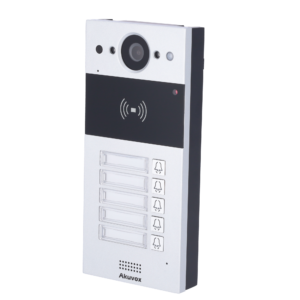 Placa videoportero - IP - superficie - Akuvox - 5 viviendas - Cámara 2 Mpx - sin WiFi, PoE - IP65 - Acceso MIFARE/EM/NFC - Ref. AK-R20B-5B