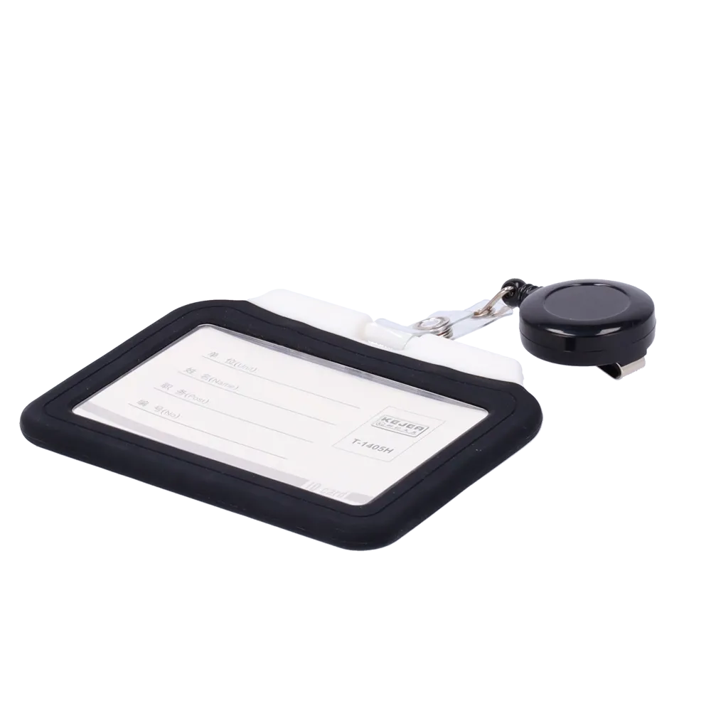 Portacarnet CARD-HOLDER-CLIP-BLACK con Clip Retráctil