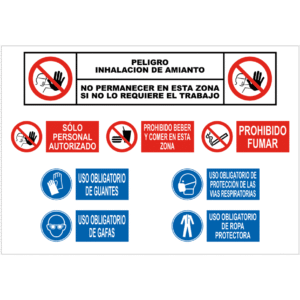Señal / Cartel Peligro. Inhalación de amianto