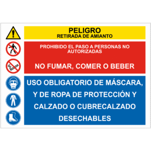 Señal / Cartel Peligro. Retirada de amianto