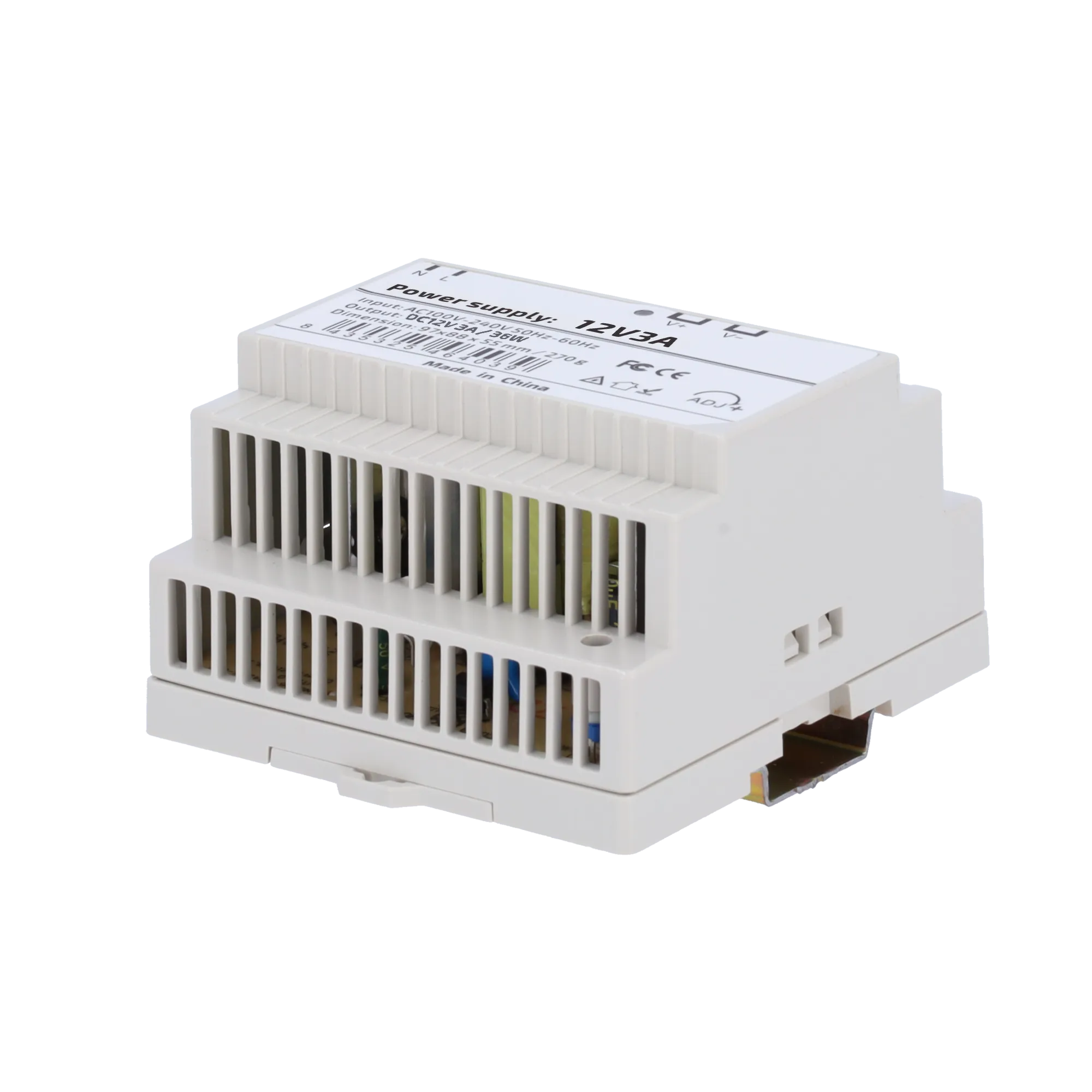 DC12V3A-DIN-P Fuente Conmutada 12V 36W Carril DIN