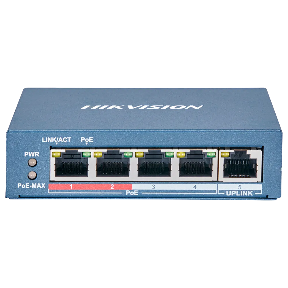 Switch PoE 4 Puertos Gigabit HIKVISION DS-3E0105P-E(B)