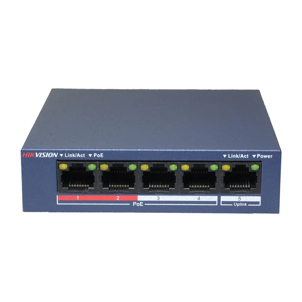 Switch PoE Hikvision DS-3E0105P-E/M(B) 4 Puertos Gigabit