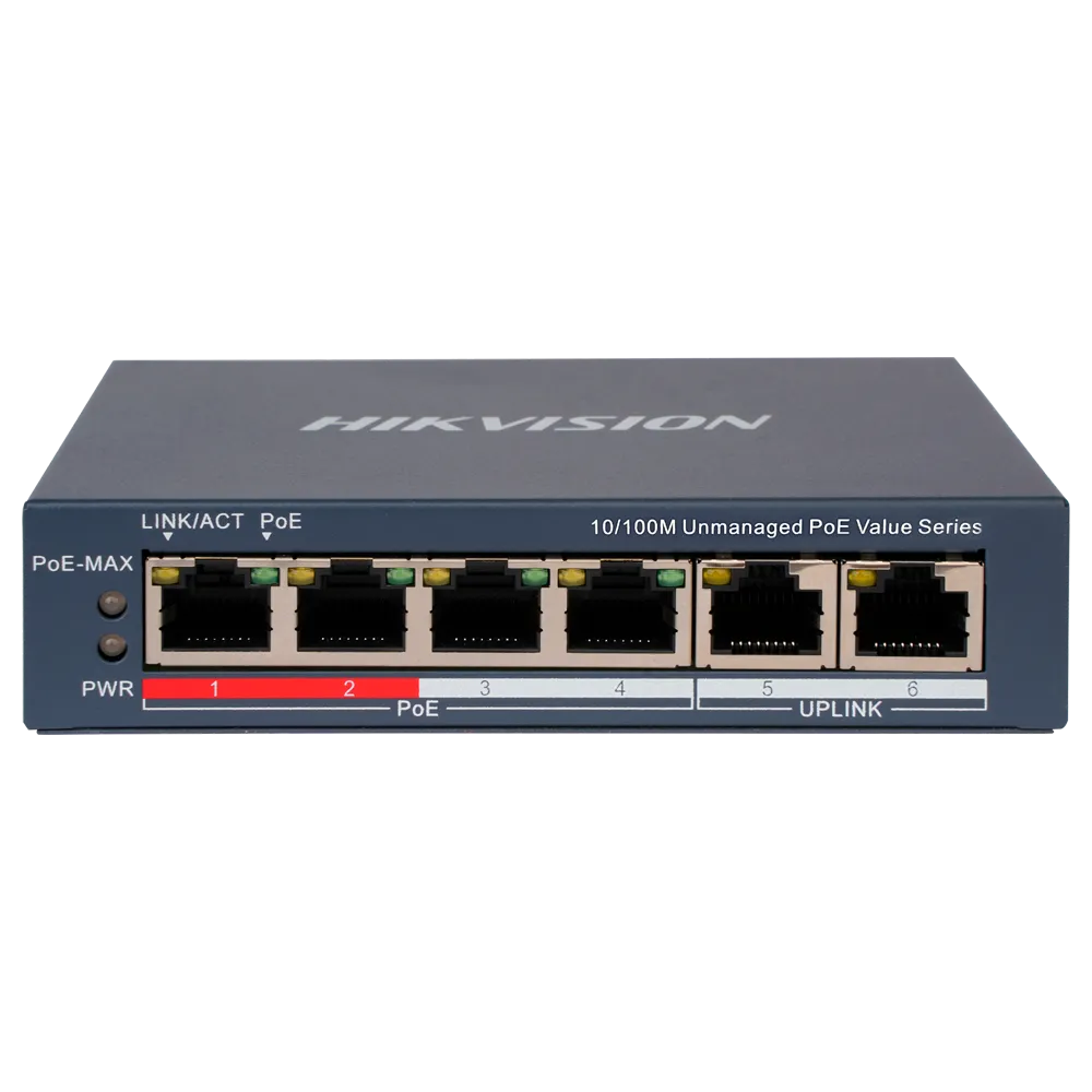 Switch PoE Gigabit HIKVISION DS-3E0106P-E/M(B) 4 Puertos