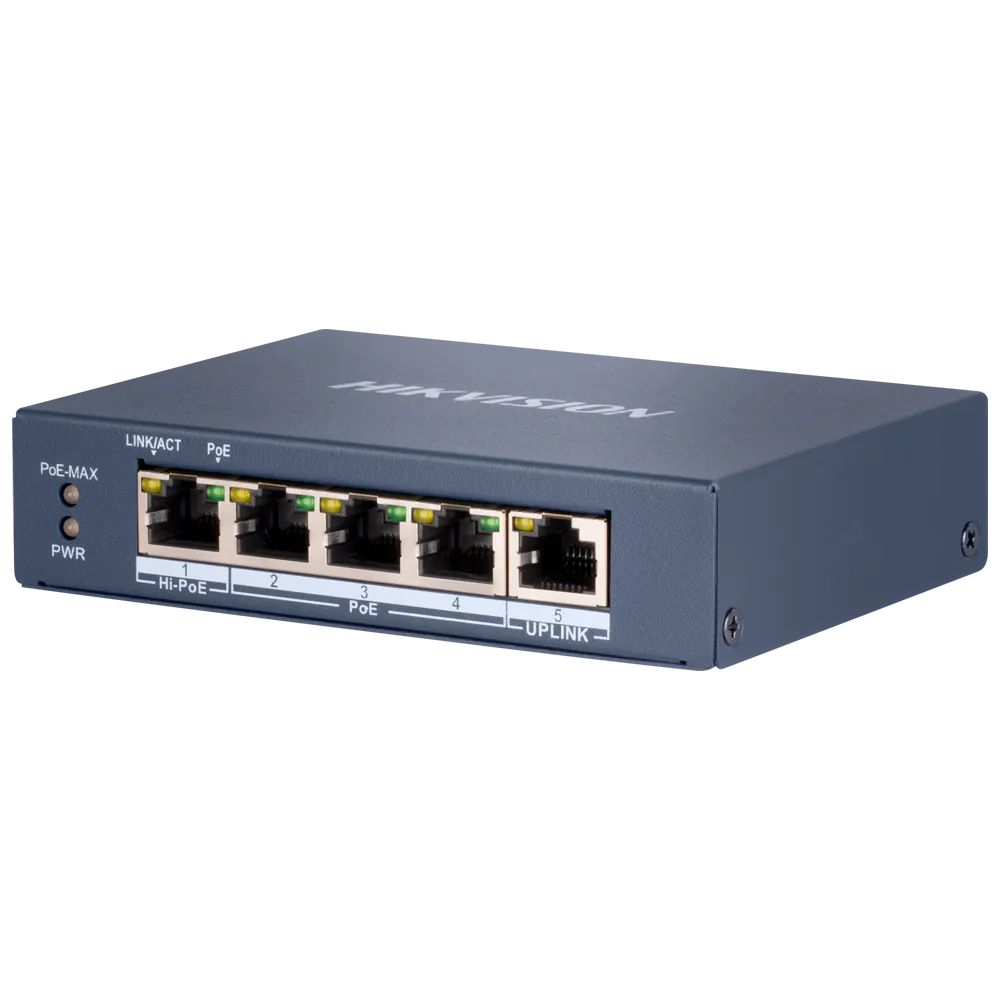 Switch PoE Gigabit 5 Puertos HIKVISION DS-3E0505HP-E No Gestionable