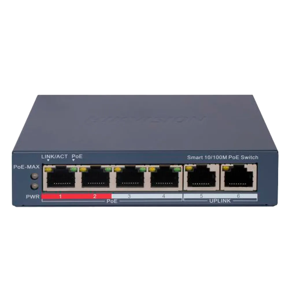 Switch Gigabit PoE Gestionable HIKVISION DS-3E1106P-EI 4 Puertos