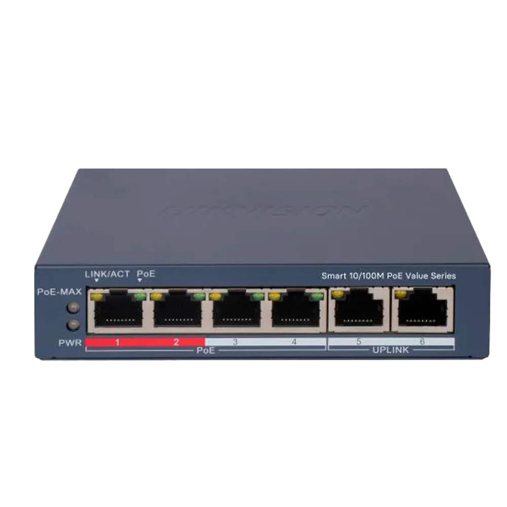 Switch PoE Gestionable HIKVISION DS-3E1106P-EI/M 4 Puertos