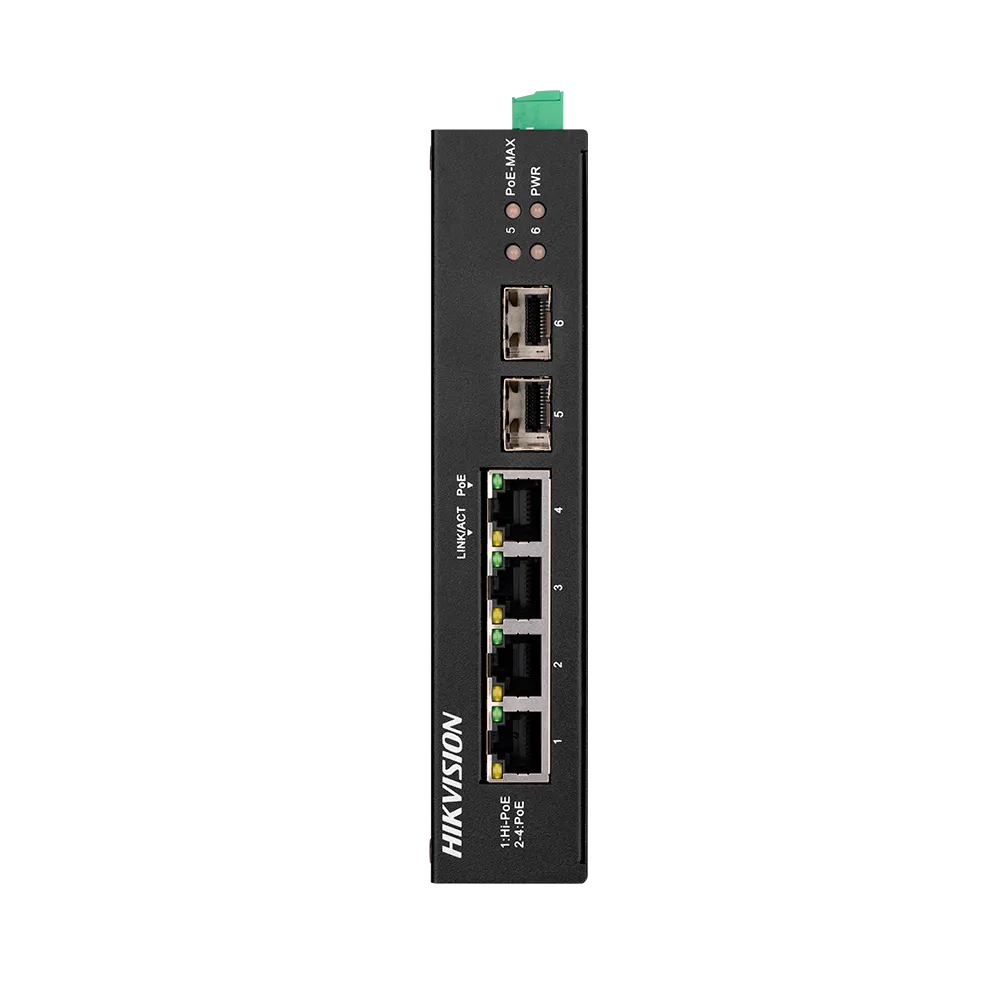 Switch PoE HIKVISION DS-3T0506HP-E/HS 4 Puertos Gigabit
