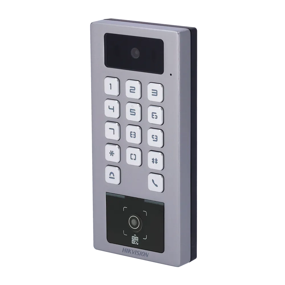 Control acceso Hikvision DS-K1T502DBWX-CQR IP65 cámara QR PIN