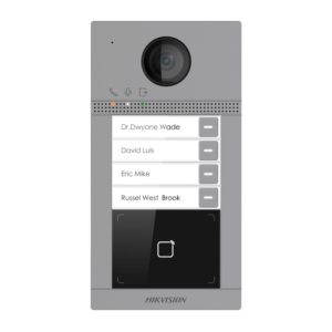 Placa videoportero - IP - empotrar / superficie - Hikvision - 4 viviendas - Cámara 2 Mpx - WiFi, PoE - IP65 IK08 - Acceso MIFARE - Ref. DS-KV8413-WME1(C)/Flush