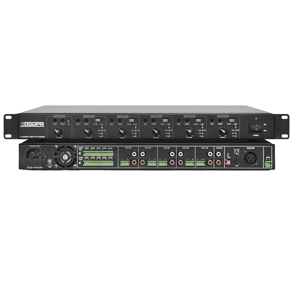 Amplificador DSPPA-DA5060 5x60W 100V para Megafonía