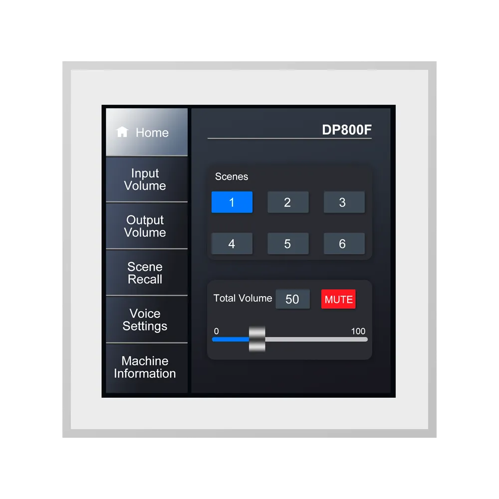 Panel Control Megafonía DSPPA DP800F Pantalla Táctil
