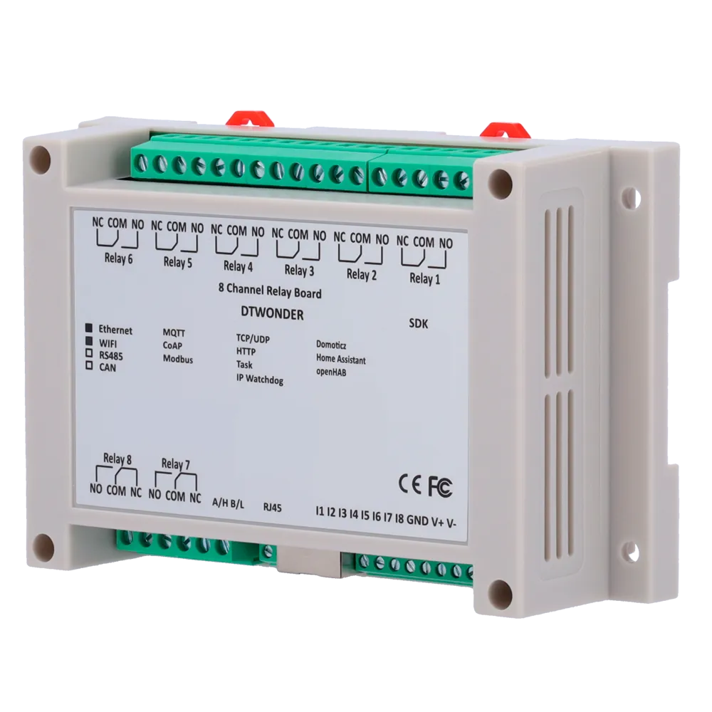 DT-R008 Módulo Relé 8 Canales ESP32 Ethernet WiFi RS485