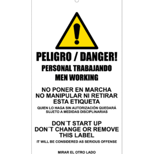 Tarjeta de bloqueo de Peligro. Personal trabajando