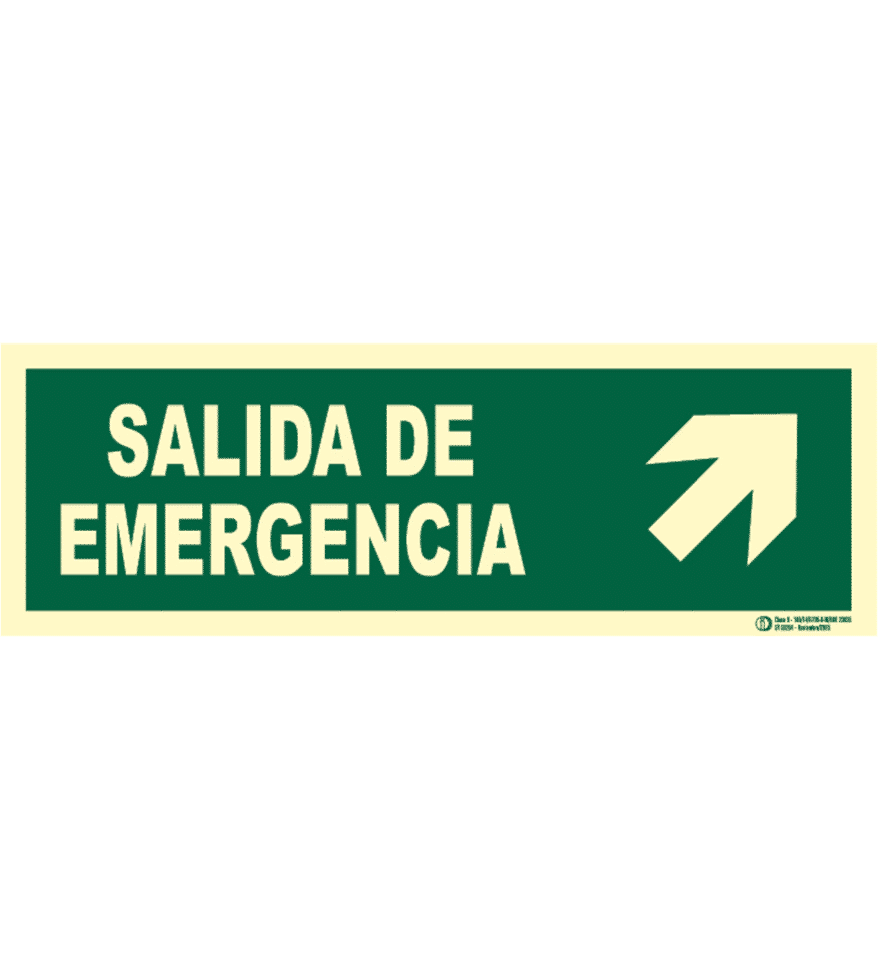 Señal / Cartel Salida emergencia con flecha. Clase B - Imagen 2