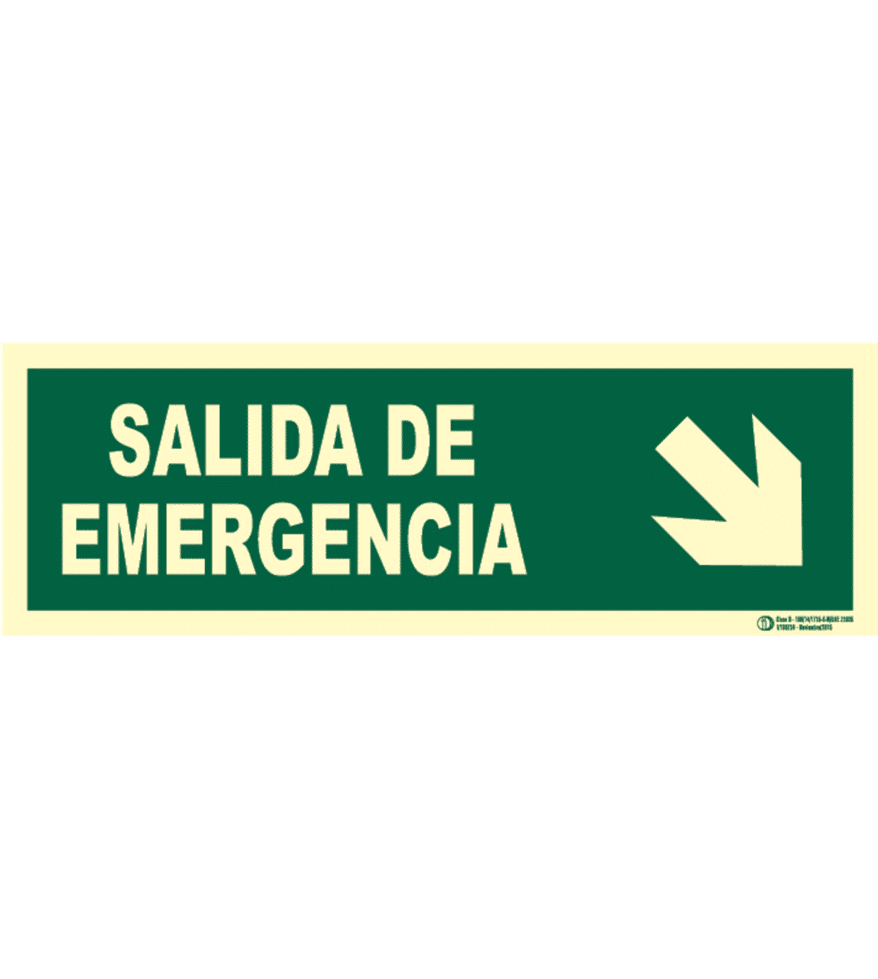 Señal / Cartel Salida emergencia con flecha. Clase B - Imagen 3