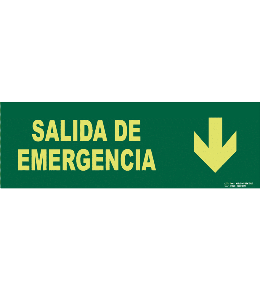 Señal / Cartel de Salida emergencia con flecha. Clase A - Imagen 2