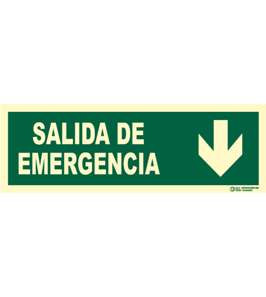 Señal / Cartel Salida emergencia con flecha. Clase B - Imagen 9
