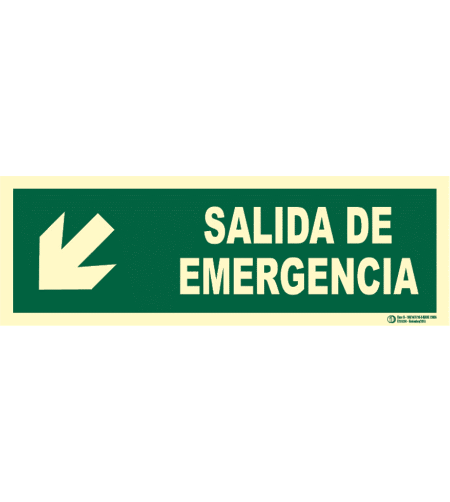 Señal / Cartel Salida emergencia con flecha. Clase B - Imagen 5