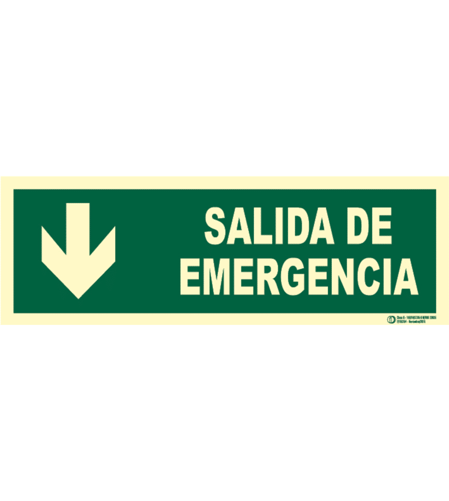 Señal / Cartel Salida emergencia con flecha. Clase B - Imagen 4