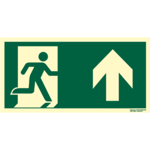 Señal / Cartel evacuación con flecha. Clase B