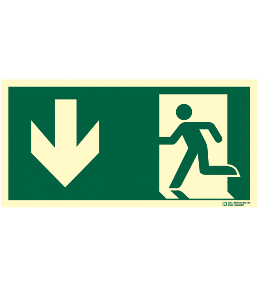 Señal / Cartel evacuación con flecha. Clase B - Imagen 10