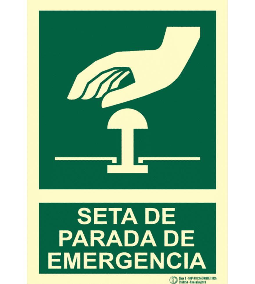 Señal / Cartel Seta parada emergencia. Clase B - Imagen 2