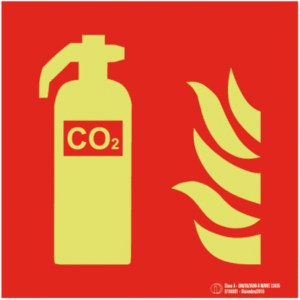 Señal / Cartel de Extintor CO₂ luminiscente. Clase A