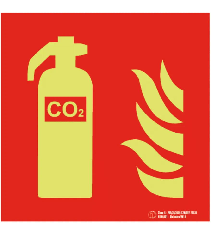 Cartel / Señal luminiscente «Extintor CO2»