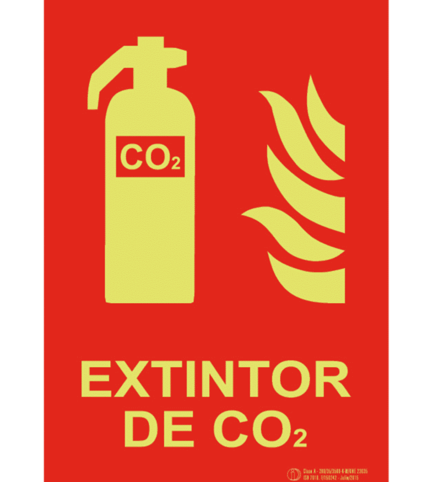 Señal / Cartel de Extintor CO₂ luminiscente. Clase A - Imagen 2