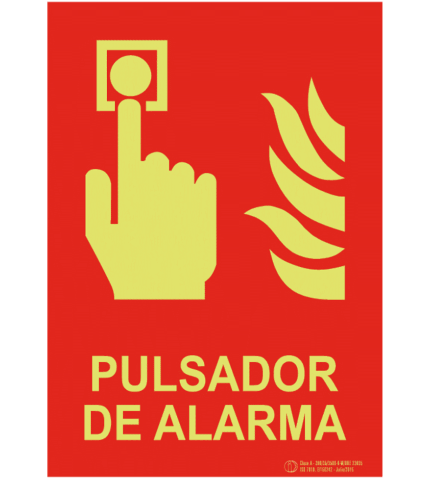 Señal / Cartel de Pulsador de alarma luminiscente. Clase A - Imagen 2