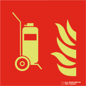 Señal / Cartel de Carro de extintor luminiscente. Clase A