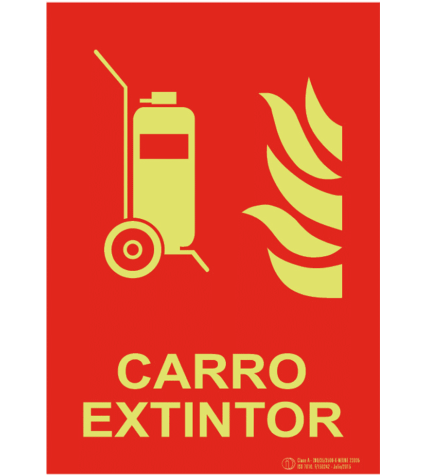 Señal / Cartel de Carro de extintor luminiscente. Clase A - Imagen 2