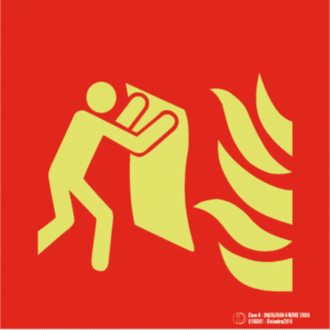 Señal / Cartel de Manta apagafuegos luminiscente. Clase A