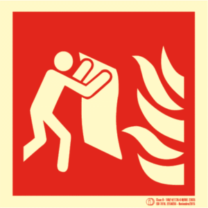 Señal / Cartel de Manta apagafuegos luminiscente. Clase B.