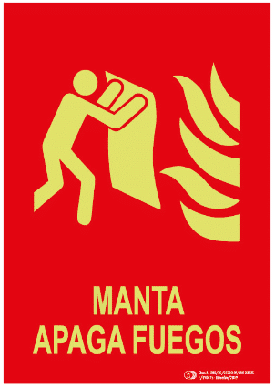 Señal / Cartel de Manta apagafuegos luminiscente. Clase A - Imagen 2