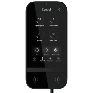 AJAX - FIBRA-KEYPADTOUCHSCREEN-B - KeyPad TouchScreen Fibra Touch RFID negro