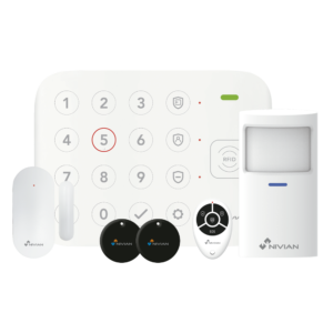Nivian - NVS-KEYPADALARM-W - Kit profesional WiFi blanco con teclado con sirena 1 contacto 2 mando app
