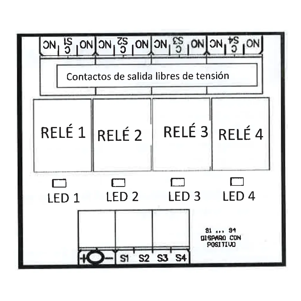 Módulo 4 Relés Analógico NOTIFIER RE-4A24 para Central CAN