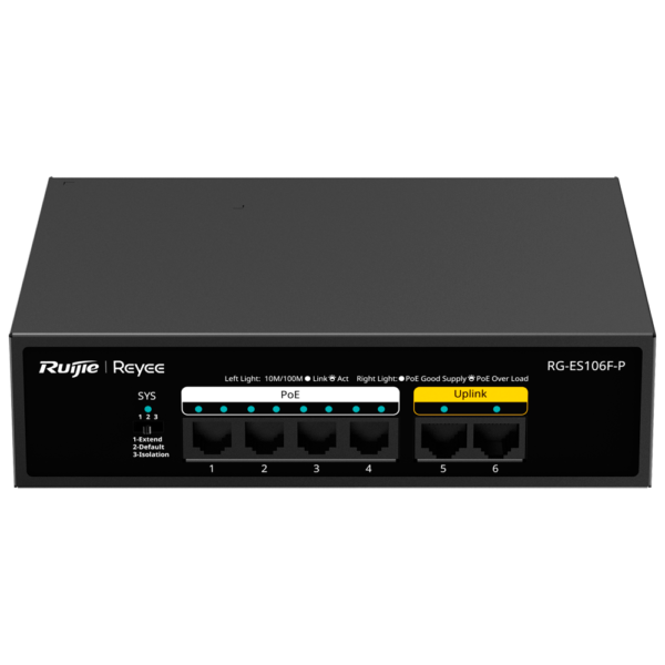Switch PoE 6 Puertos Reyee RG-ES106F-P Fast Ethernet - Seguridad Ríos y ...